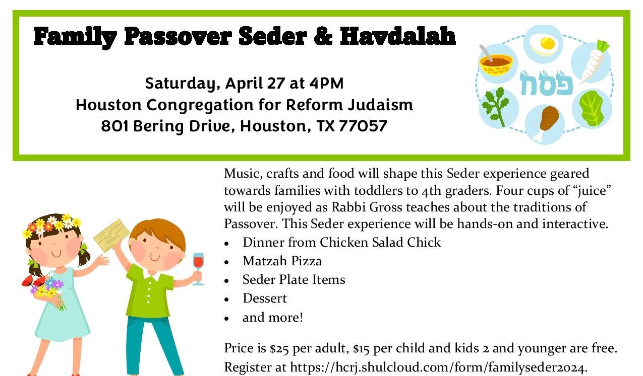 Family Passover Seder - Saturday, April 27, 4pm