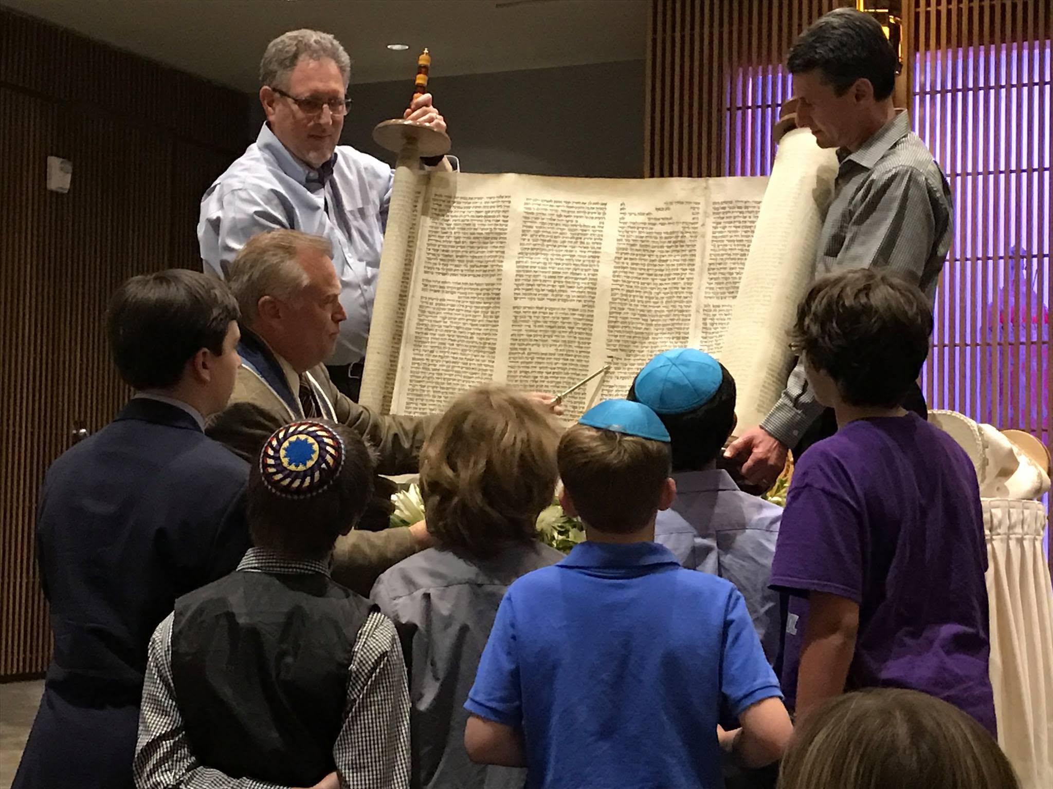 Rabbi Gross with congregants at a Torah celebration